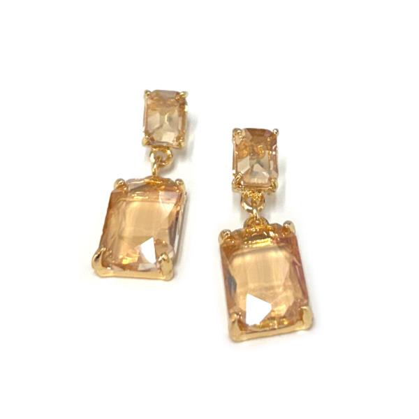 LINKED SQUARE GLASS POST EARRING