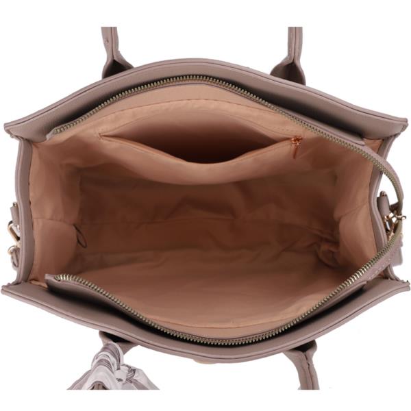 QUILTED SCARF ACCENT SATCHEL BAG WITH CROSSBODY