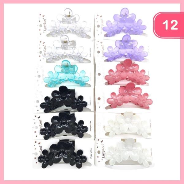 FLOWER HAIR CLAW CLIP (12 UNITS)