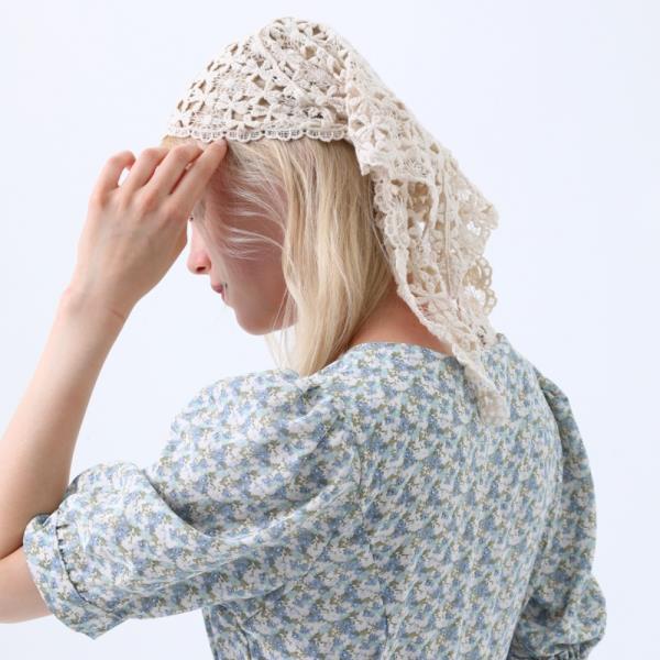 WOMENS CROCHET LACE SCARF HOLLOW OUT FLORAL KNIT HEAD ACCESSORY