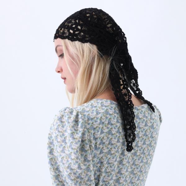 WOMENS CROCHET LACE SCARF HOLLOW OUT FLORAL KNIT HEAD ACCESSORY