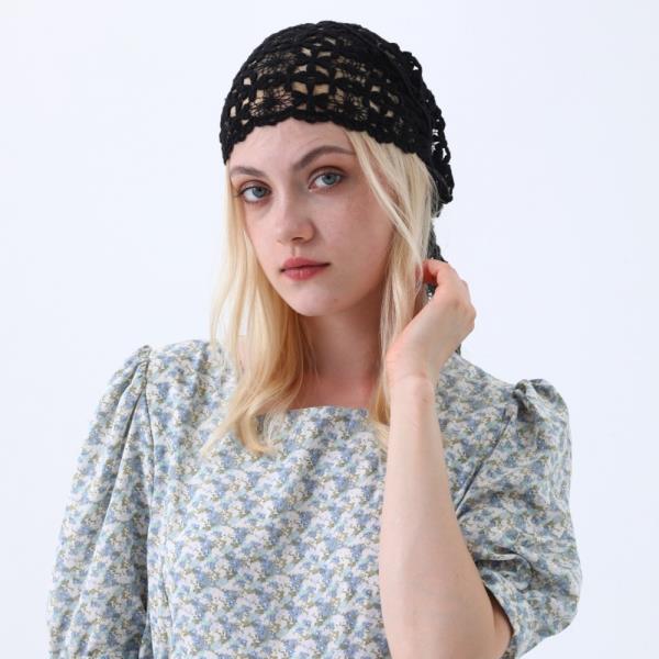 WOMENS CROCHET LACE SCARF HOLLOW OUT FLORAL KNIT HEAD ACCESSORY