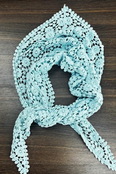 BOHO CROCHET LACE HEAD SCARF LIGHTWEIGHT FLORAL KNIT HEADBAND