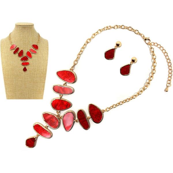 COLOR W CHAIN NECKLACE EARRING SET