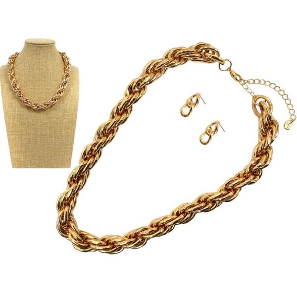 TWIST SHAPE CHAIN NECKLACE EARRING SET