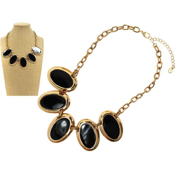 METAL W EPOXY NECKLACE EARRING SET