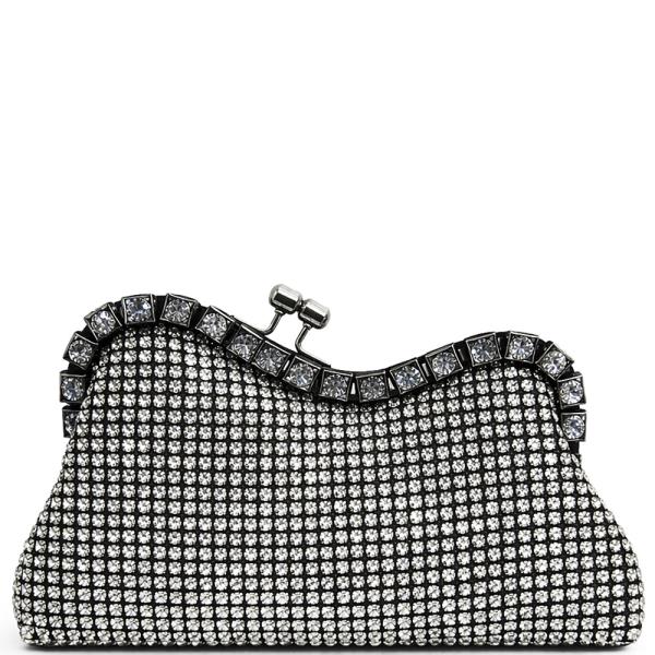 RHINESTONE CRYSTAL WAVE DESIGN EVENING CLUTCH BAG
