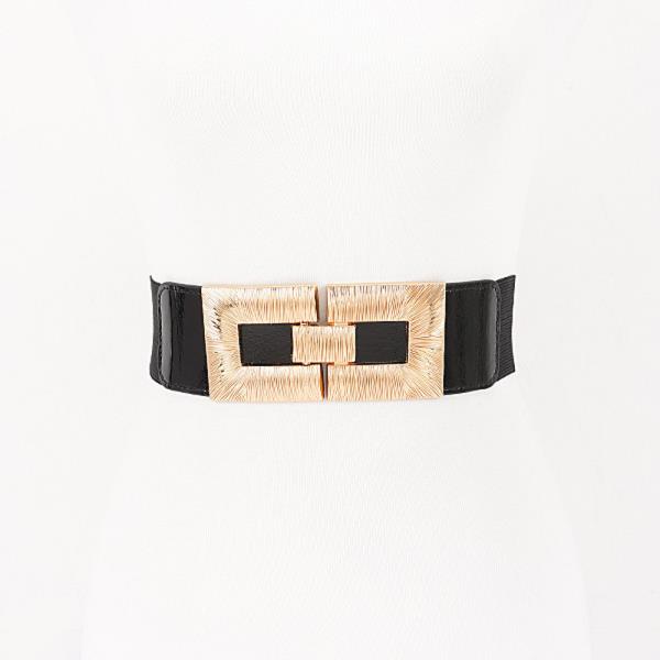 VEGAN LEATHER METAL BUCKLE ELASTIC BELT