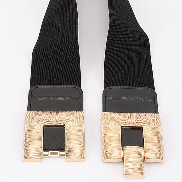VEGAN LEATHER METAL BUCKLE ELASTIC BELT