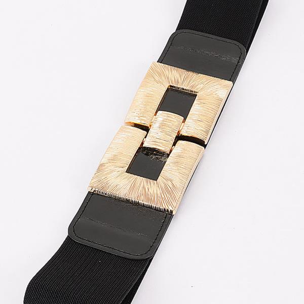 VEGAN LEATHER METAL BUCKLE ELASTIC BELT