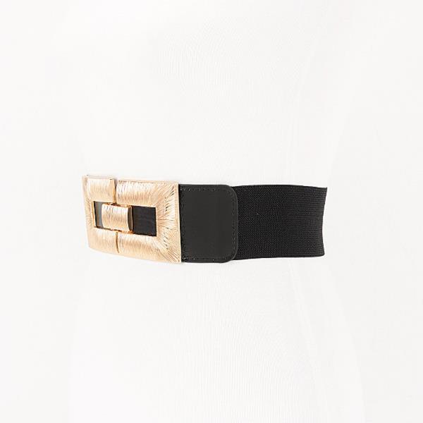 VEGAN LEATHER METAL BUCKLE ELASTIC BELT