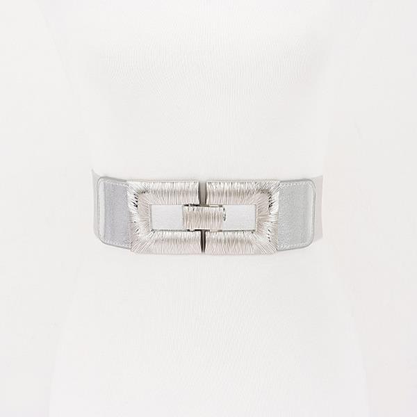 VEGAN LEATHER METAL BUCKLE ELASTIC BELT