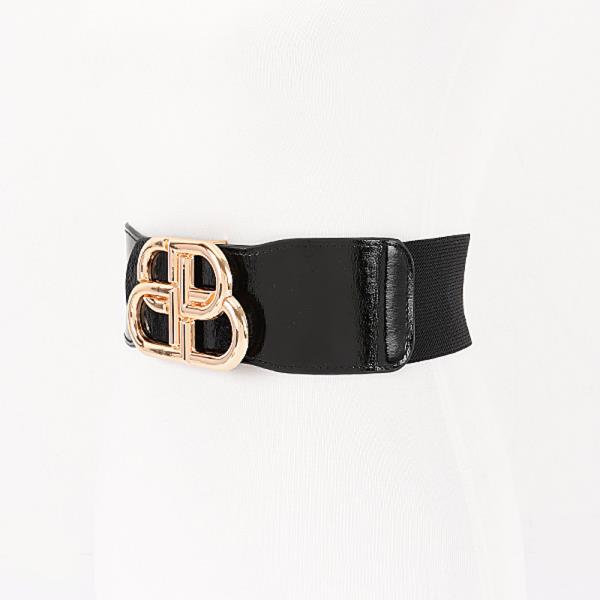 VEGAN LEATHER METAL BUCKLE ELASTIC BELT