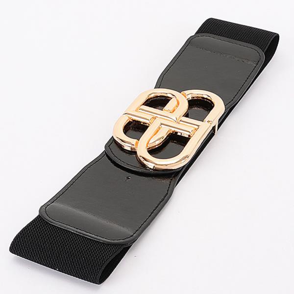 VEGAN LEATHER METAL BUCKLE ELASTIC BELT