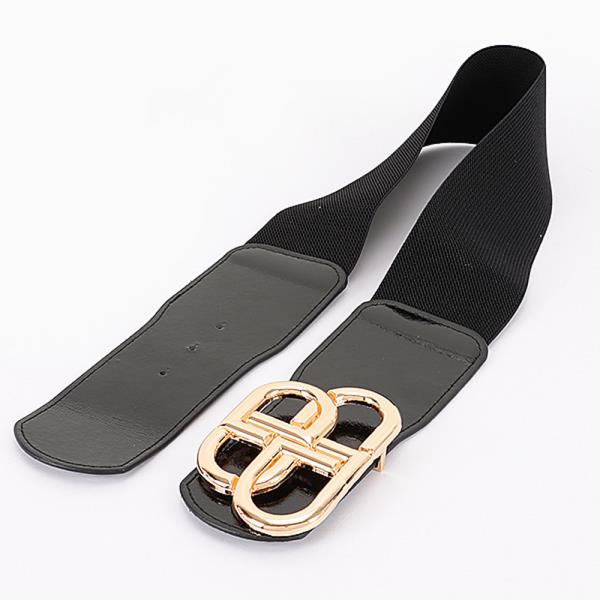VEGAN LEATHER METAL BUCKLE ELASTIC BELT