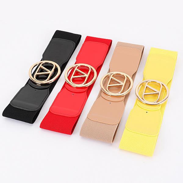 VEGAN LEATHER METAL BUCKLE ELASTIC BELT