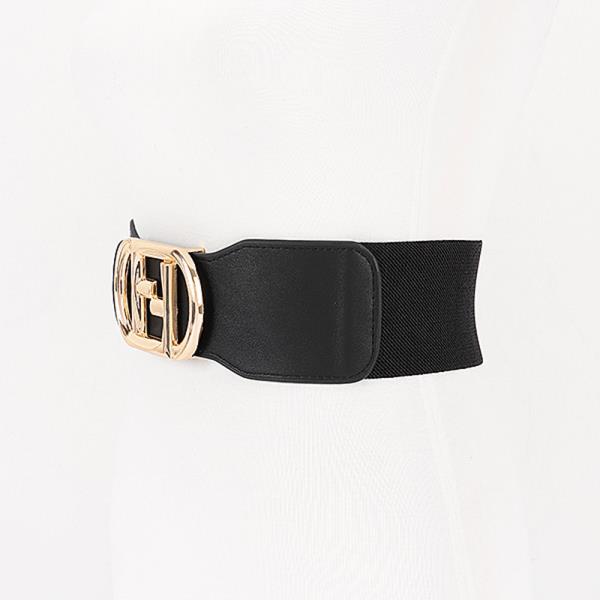 VEGAN LEATHER METAL BUCKLE ELASTIC BELT