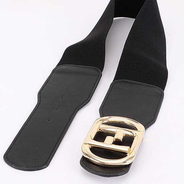 VEGAN LEATHER METAL BUCKLE ELASTIC BELT