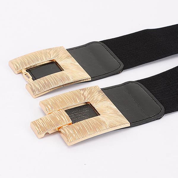 VEGAN LEATHER METAL BUCKLE ELASTIC BELT