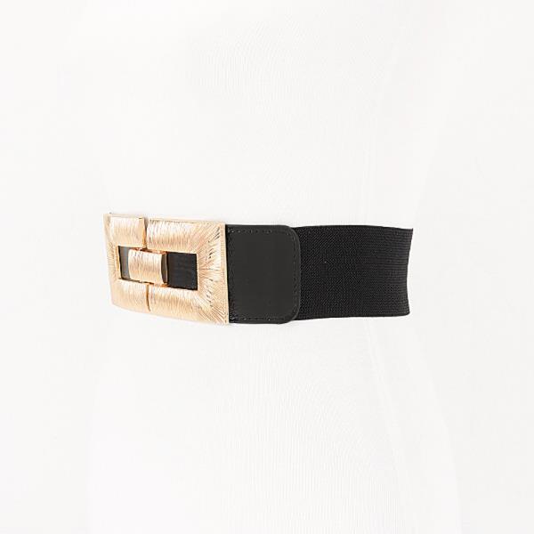 VEGAN LEATHER METAL BUCKLE ELASTIC BELT