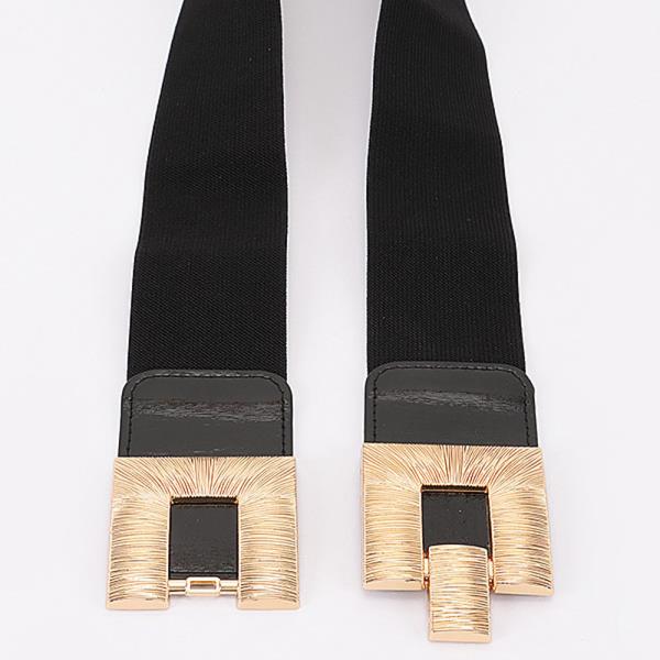 VEGAN LEATHER METAL BUCKLE ELASTIC BELT