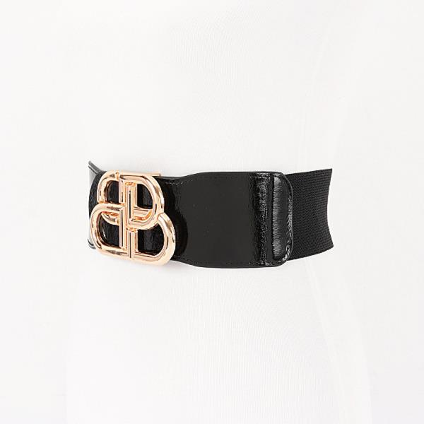 VEGAN LEATHER METAL BUCKLE ELASTIC BELT