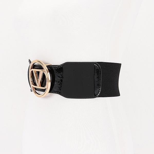 VEGAN LEATHER METAL BUCKLE ELASTIC BELT