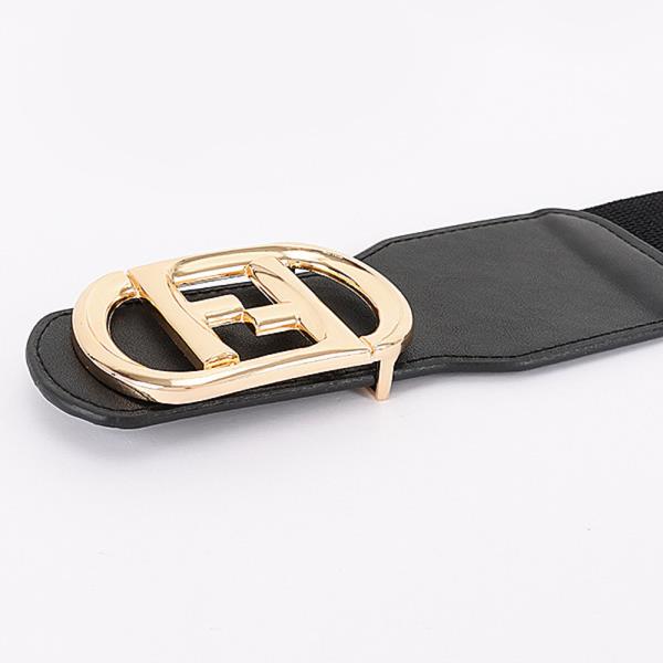 VEGAN LEATHER METAL BUCKLE ELASTIC BELT