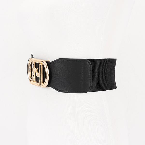 VEGAN LEATHER METAL BUCKLE ELASTIC BELT