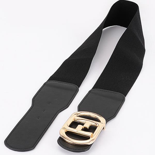 VEGAN LEATHER METAL BUCKLE ELASTIC BELT