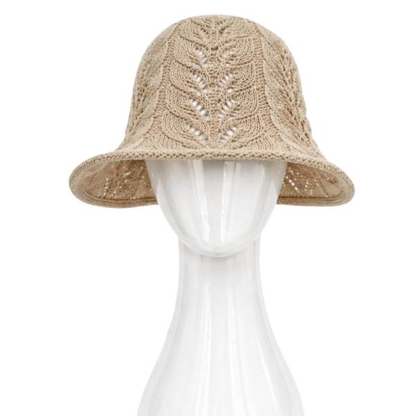CROCHET LACE TRIM BOW BUCKET HAT