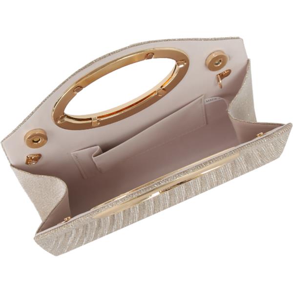 PLEATED METAL HANDLE CLUTCH EVENING BAG