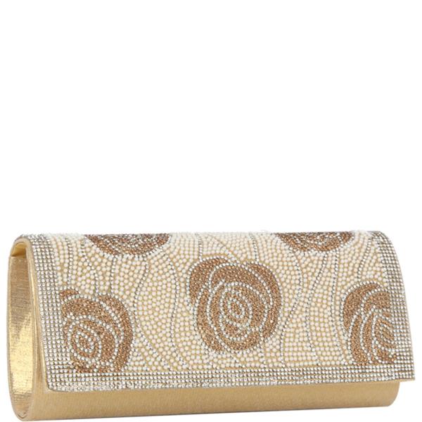 RHINESTONE ROSE CLUTCH EVENING BAG
