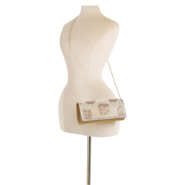 RHINESTONE ROSE CLUTCH EVENING BAG
