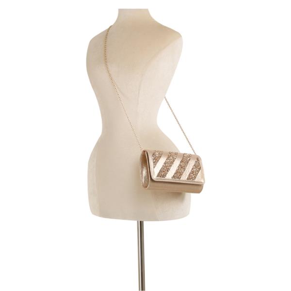 GLITTER STRIPE CLUTCH EVENING BAG