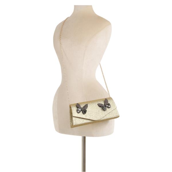 RHINESTONE BUTTERFLY CLUTCH EVENING BAG