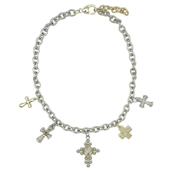CZ CLEAR CROSS CHARM NECKLACE