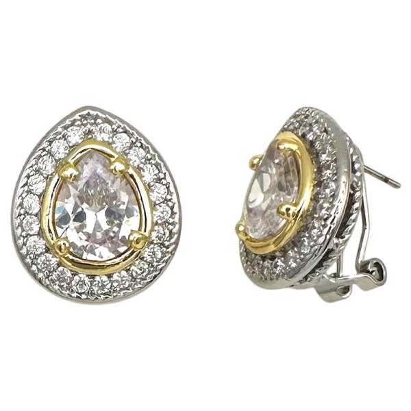 CZ PEAR PAVE CLEAR EARRINGS