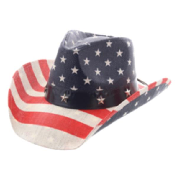 WESTERN USA FLAG STAR STUD BAND COWBOY HAT