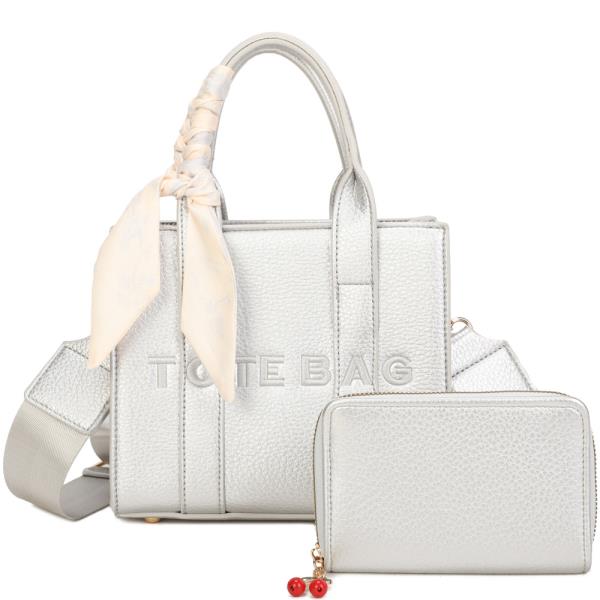 SCARF WRAP HANDLE TOTE BAG WALLET SET