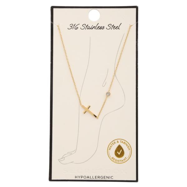 SECRET BOX STAINLESS STEEL CROSS ANKLET