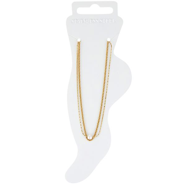 SECRET BOX STAINLESS STEEL PEARL ANKLET