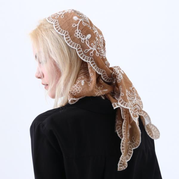 BOHO FLORAL EMBROIDED TRIANGLE HEAD SCARF LIGHTWEIGHT SCARF FOR CASUAL USE