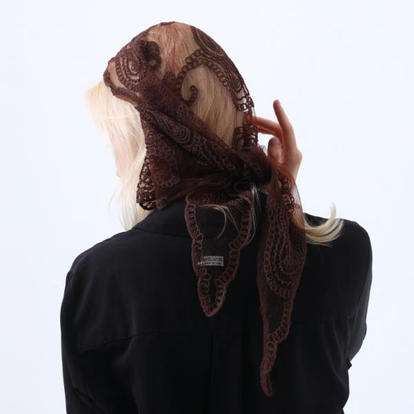 BOHO SHEER LACE HEADSCARF RETRO EMBROIDED TRIANGLE HAIR SCARF