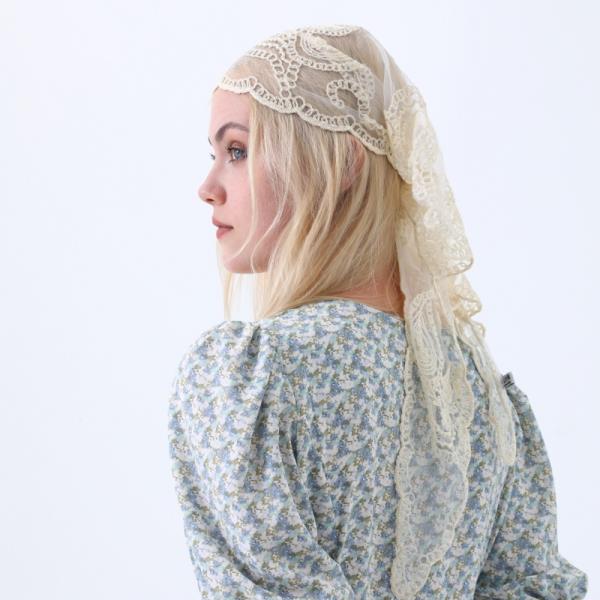 BOHO SHEER LACE HEADSCARF RETRO EMBROIDED TRIANGLE HAIR SCARF