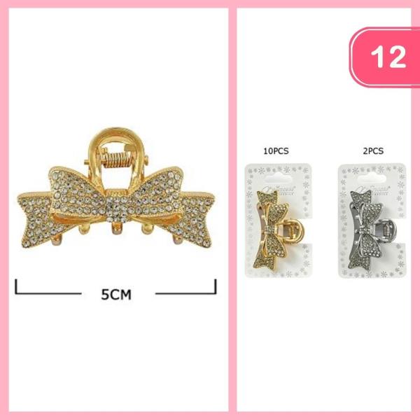 RHINESTONE BOW HAIR CLAW CLIP (12 UNITS)