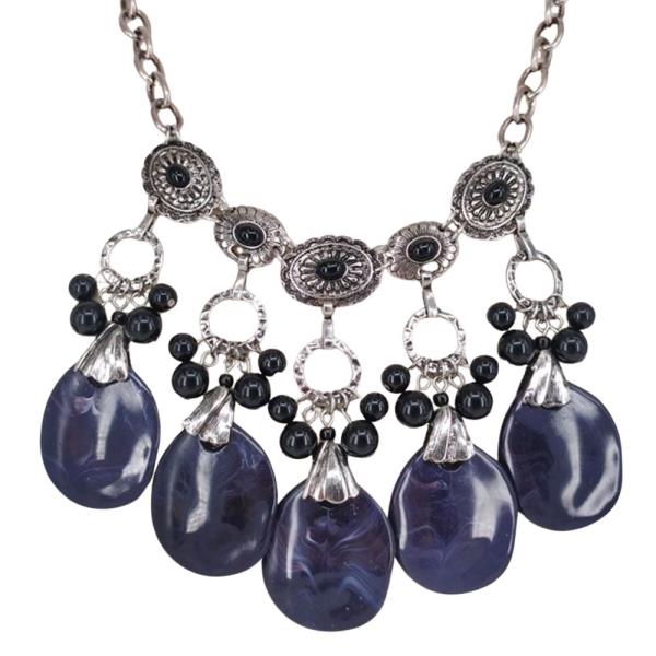 CRYSTAL STONE TEARDROP STATEMENT NECKLACE