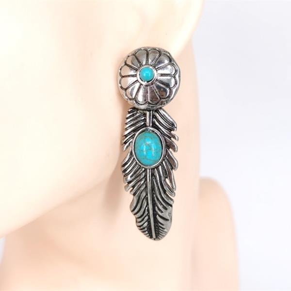 WESTERN PEARL FEATHER DANGLE EARRING
