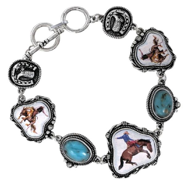 WESTERN PRINT HAND STONE TOGGLE BRACELET