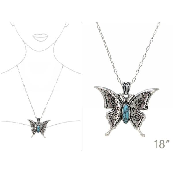 WESTERN BUTTERFLY PENDANT NECKLACE